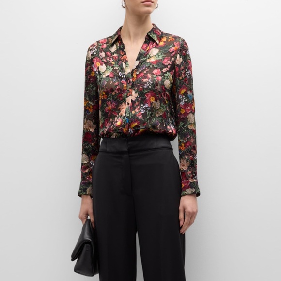 Alice + Olivia Floral Silk Viscose Blouse Button Down NWT - Picture 5 of 10